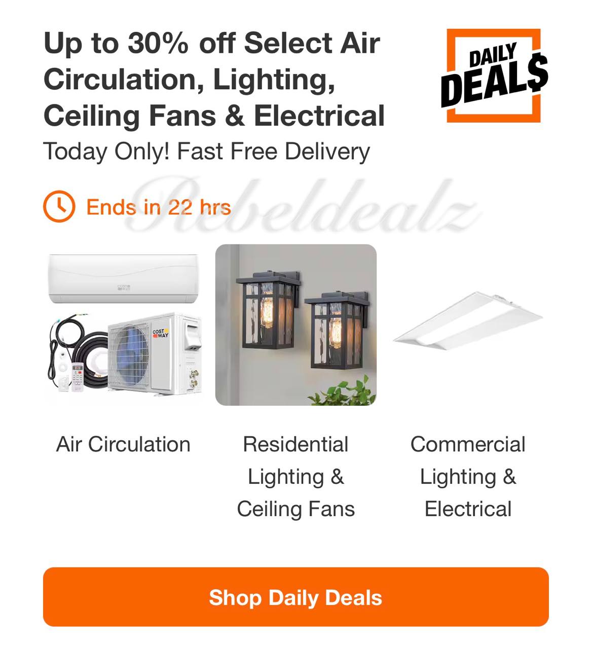 Home Depot Daily Deals: Up to 30% Off Air Circulation, Lighting & More