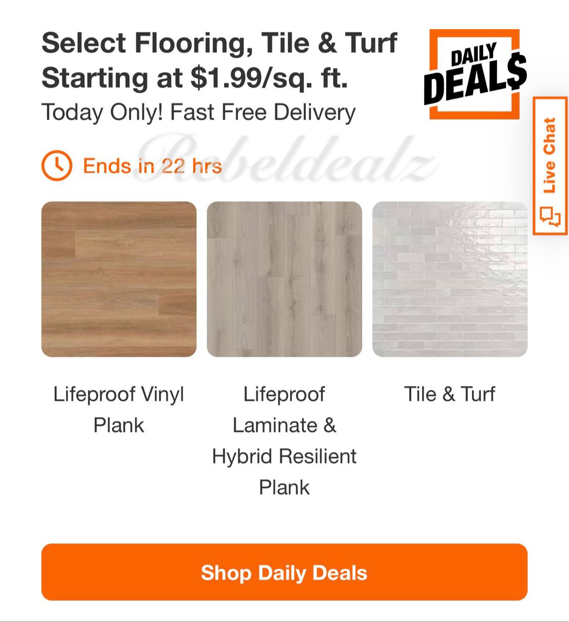 Home Depot Daily Deals: Select Flooring, Tile & Turf from $1.99/sq. ft.