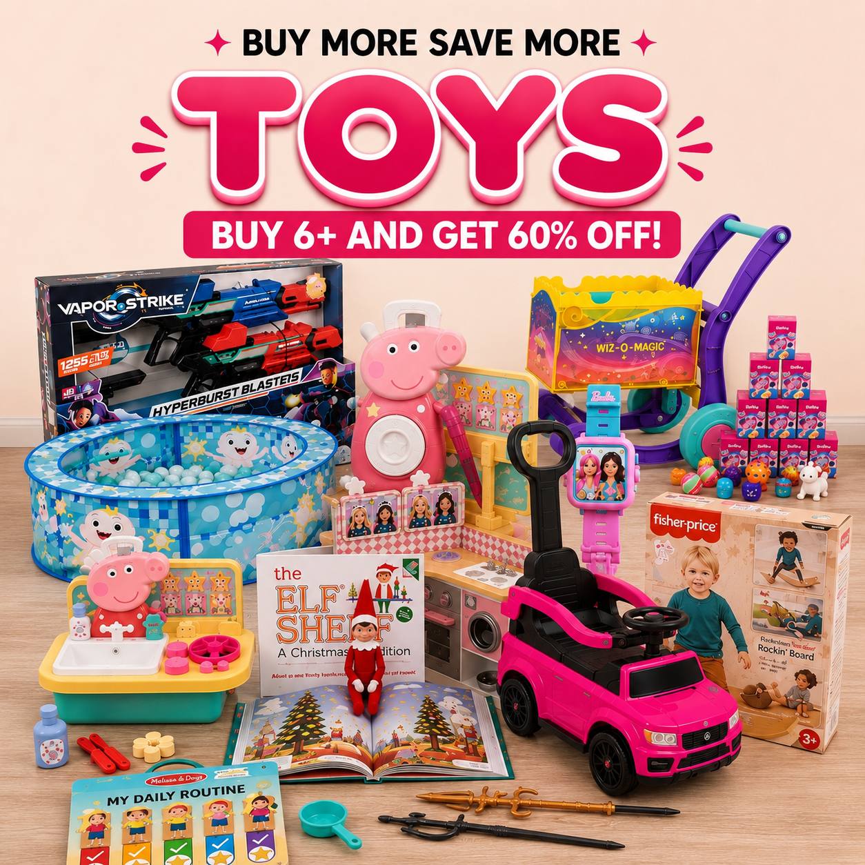 Buy 6+ Toys and Get Extra 60% Off