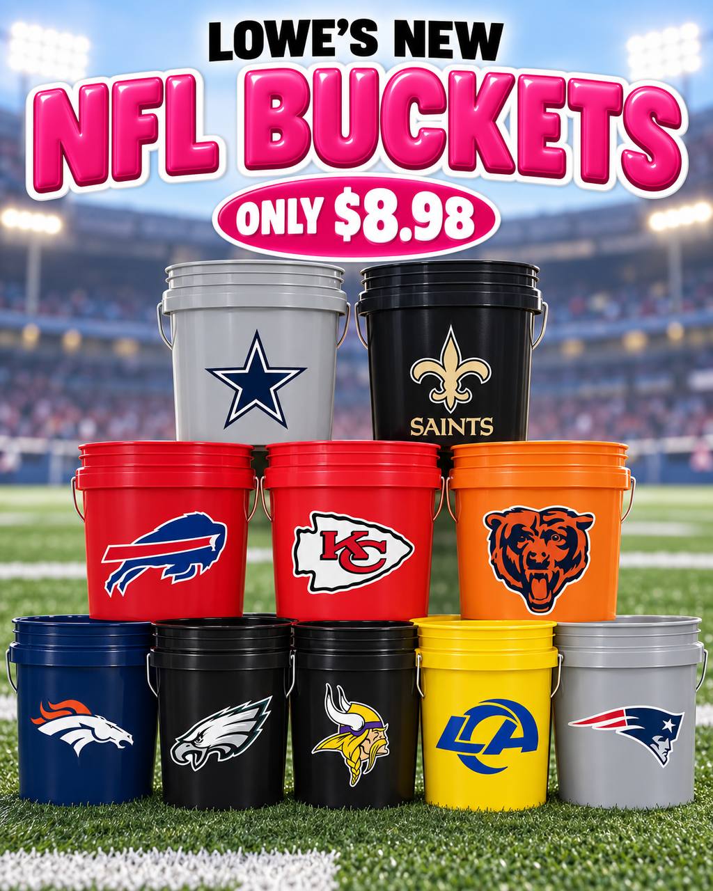 New NFL Buckets Just Dropped at Lowe's