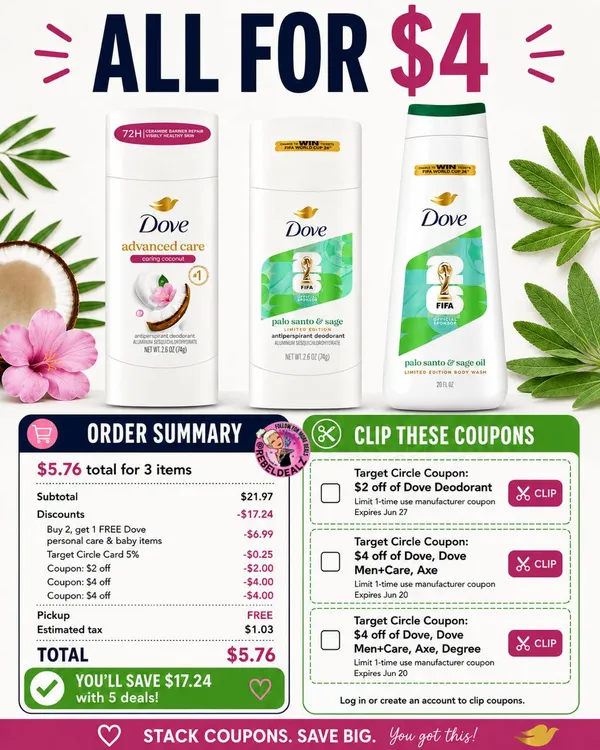 Dove Deal at Target: Grab 3 Items for Just $4!