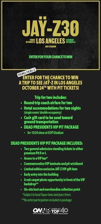 Ryan Seacrest's JAY-Z30 Flyaway Sweepstakes: Win an LA Trip