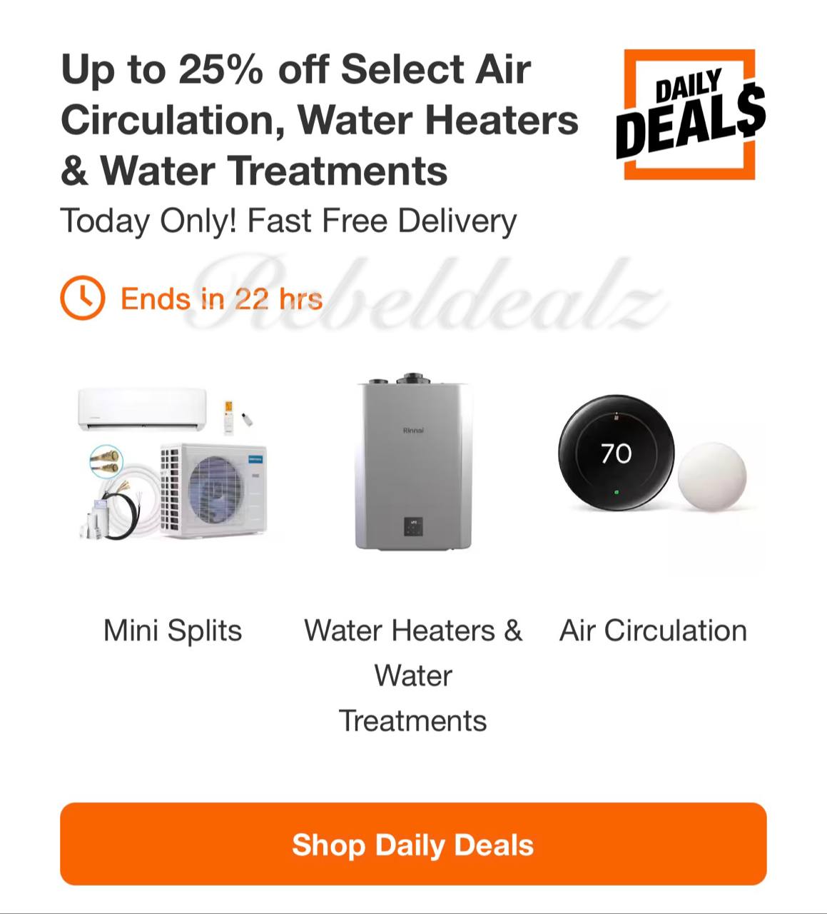 Home Depot Daily Deals: Up to 25% Off Air Circulation, Water Heaters & Water Treatment