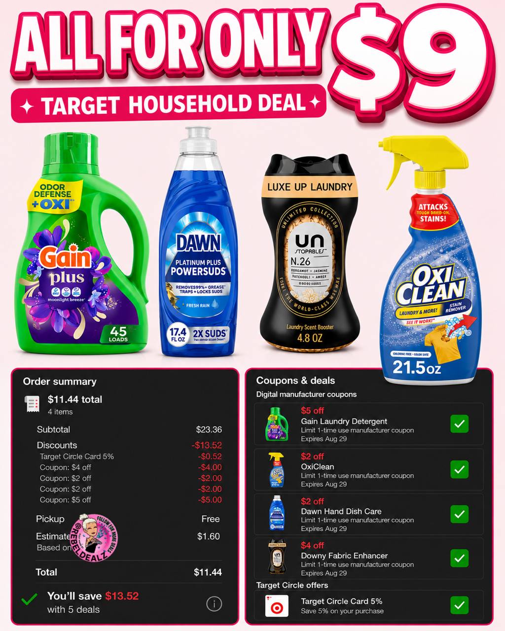 Target Household Deal: 4 Essentials for $9 (or $5 with Circle Offer)