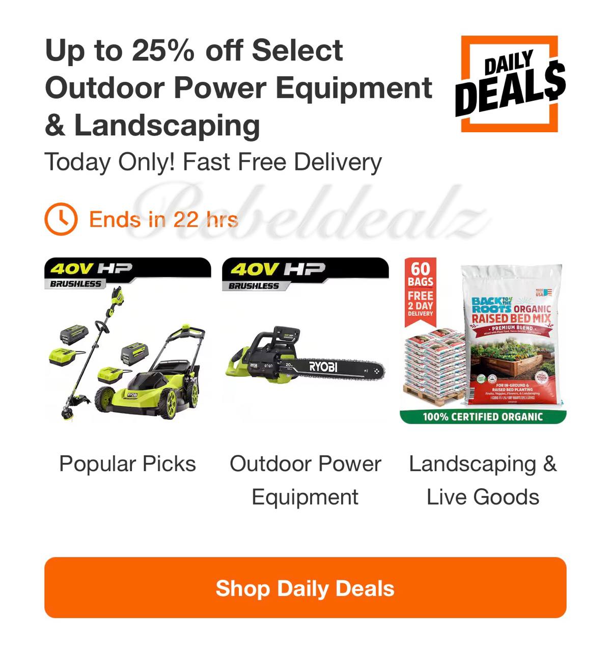 Home Depot Daily Deal: Up to 25% off Outdoor Power Equipment & Landscaping
