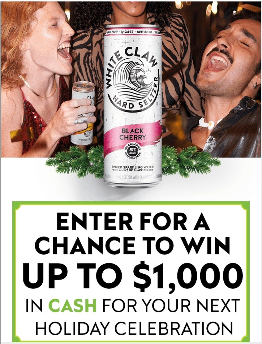 White Claw Holiday On Us Instant Win Game: Cash Prizes Up to $1,000