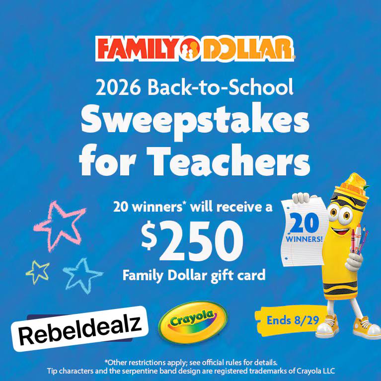 Family Dollar Back-to-School Sweepstakes for Teachers: Win $250 Gift Cards
