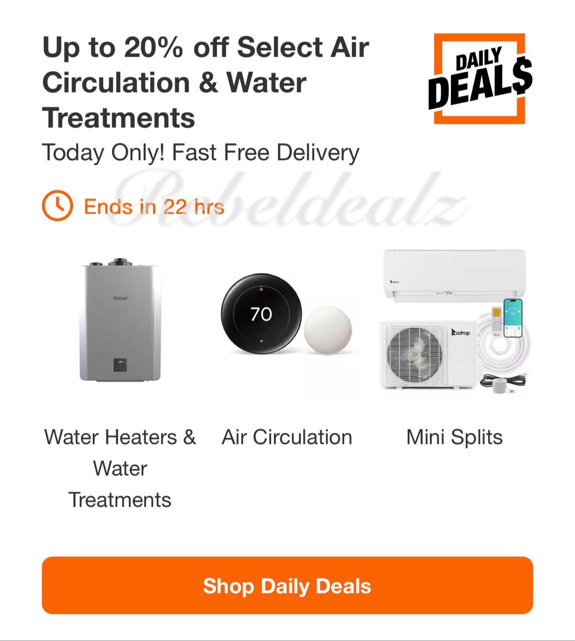 Up to 20% Off Select Air Circulation and Water Treatment Products at Home Depot