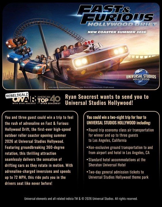 Ryan Seacrest Universal Studios Sweepstakes