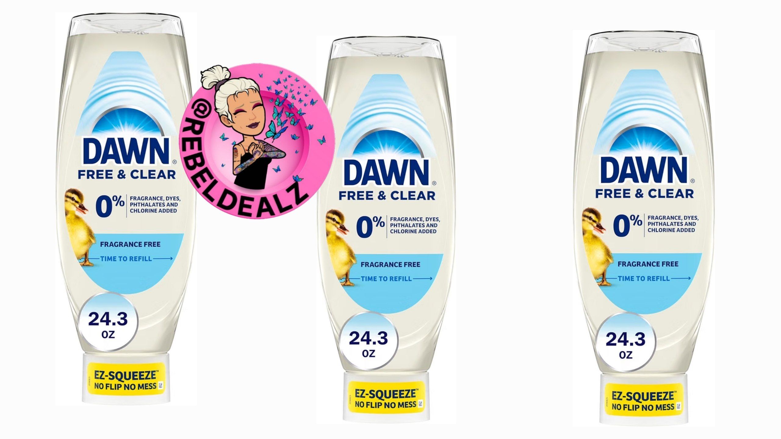 Dawn Free & Clear EZ-Squeeze Dish Soap Liquid 24.3 Fl Oz