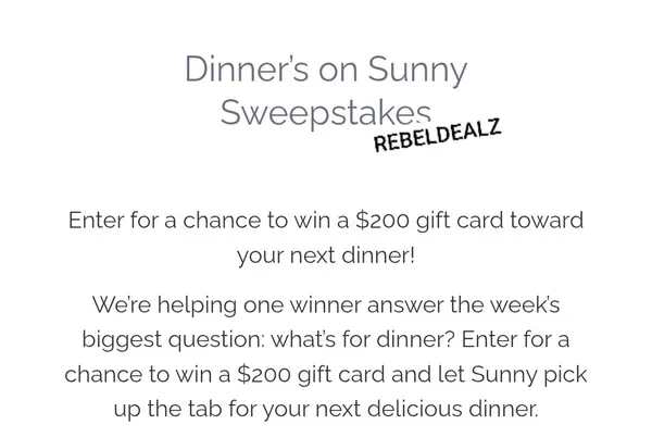 Sunny Wines Dinner's on Sunny Sweepstakes