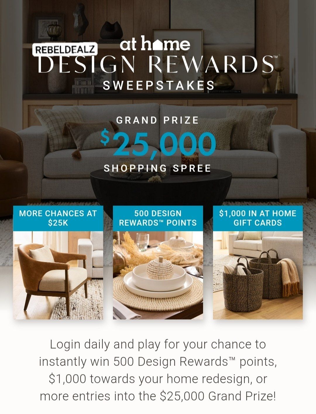 At Home Design Rewards Sweepstakes: $25,000 Shopping Spree