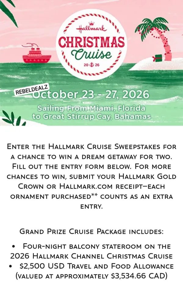 Hallmark Channel 'Christmas Cruise' Sweepstakes