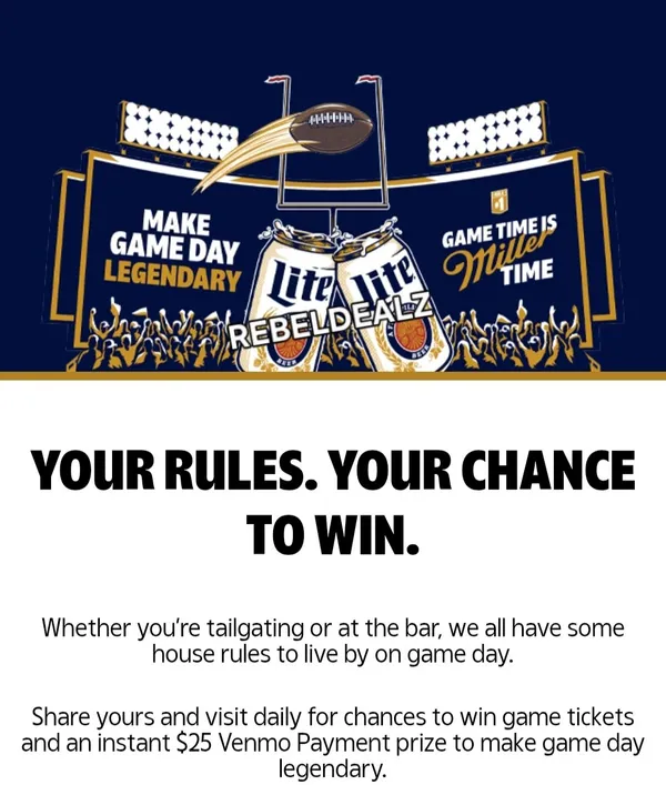 Miller Lite Football Instant Win Game - 1,579 Prizes Available