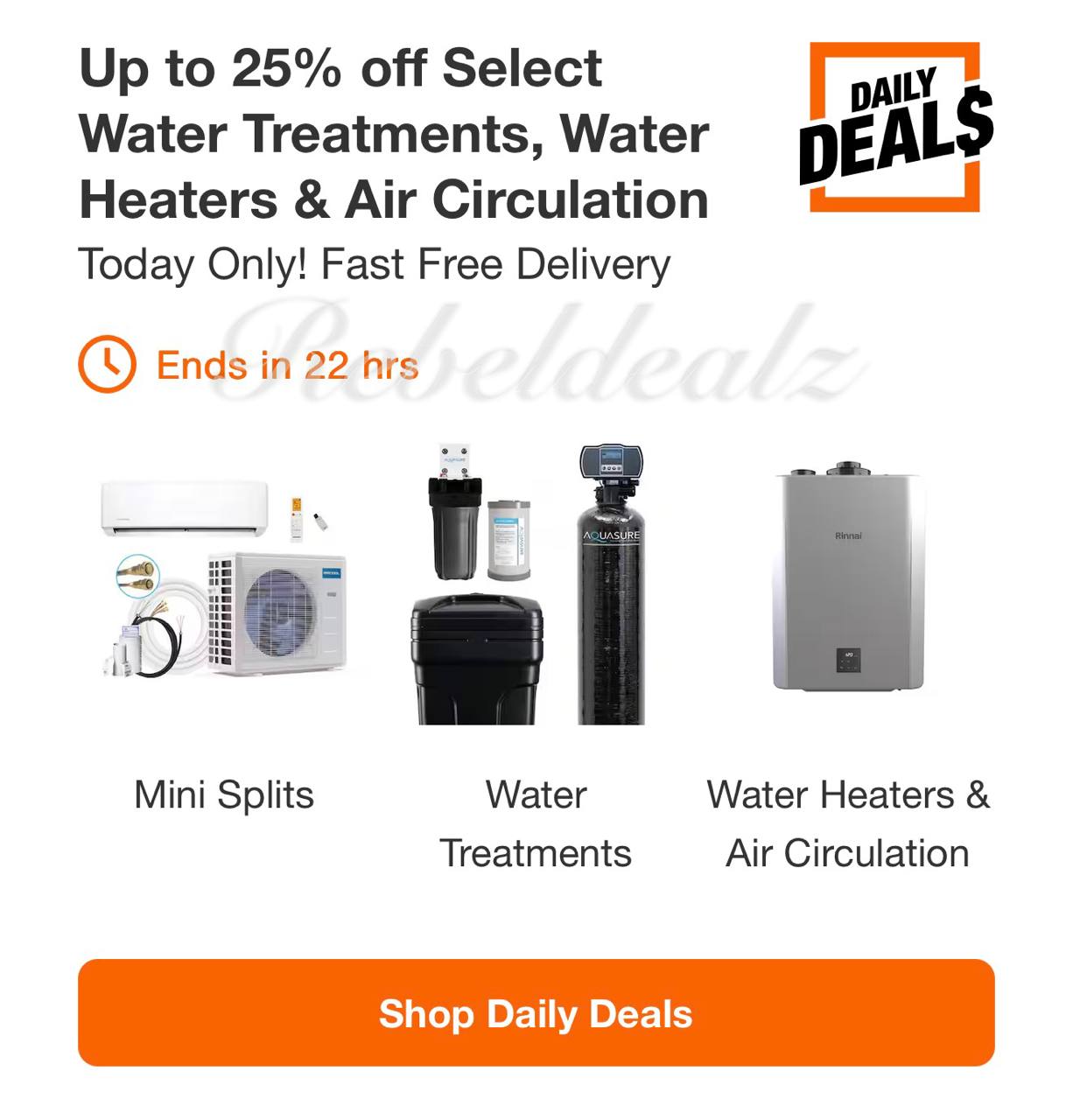 Home Depot Daily Deal: Up to 25% Off Water Treatment, Water Heaters & Air Circulation