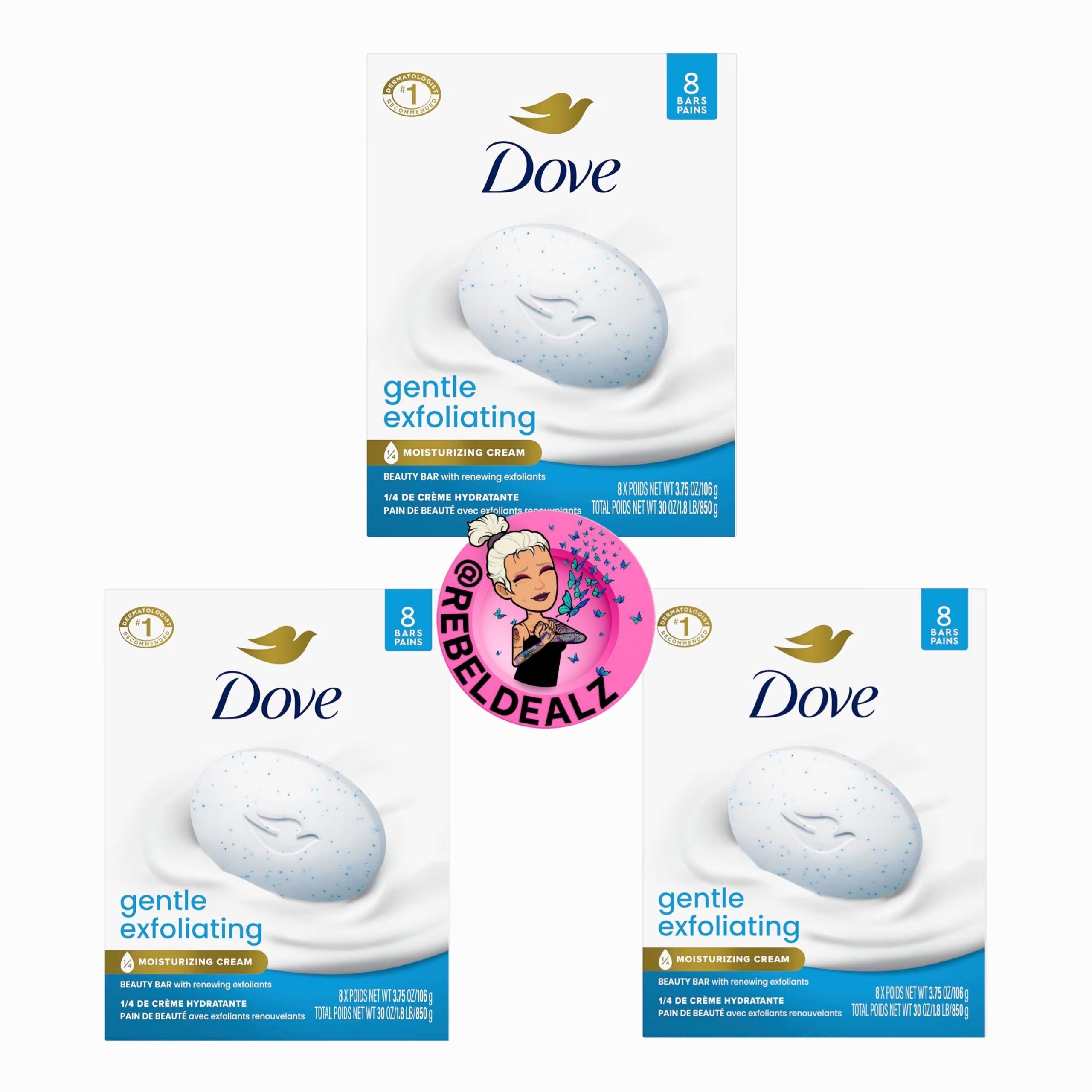 Dove Gentle Exfoliating Beauty Bar Soap 8 Count Deal