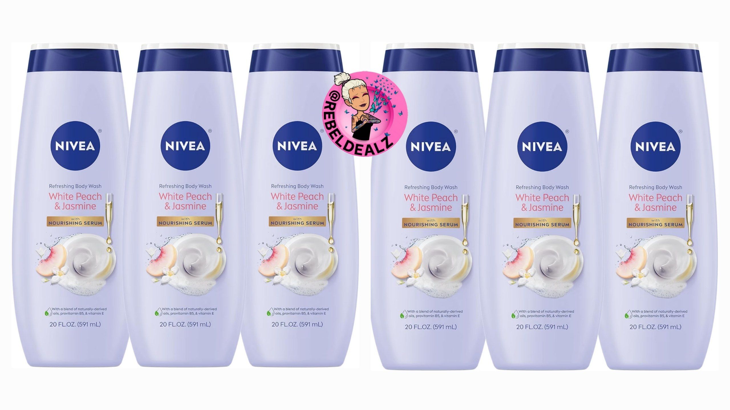 NIVEA White Peach and Jasmine Body Wash 6 Bottles as Low as $19
