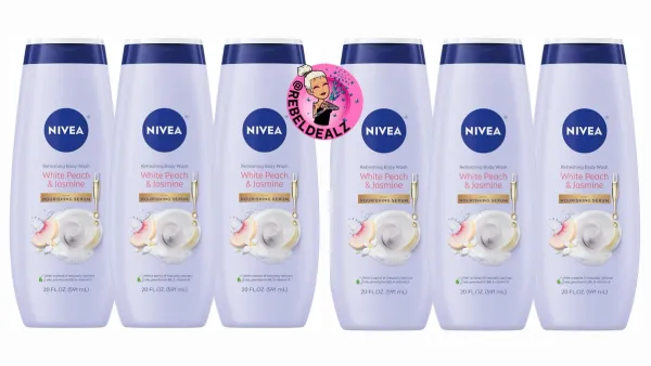 NIVEA White Peach and Jasmine Body Wash 6 Bottles as Low as $19