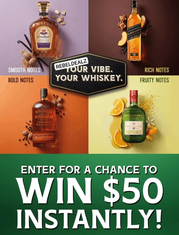 Win $50 Instantly in the Spirit Promos Whiskey Sweepstakes