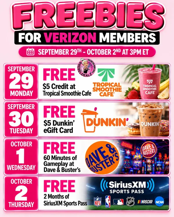 Verizon FREEBIES Are Back September 29: October 2
