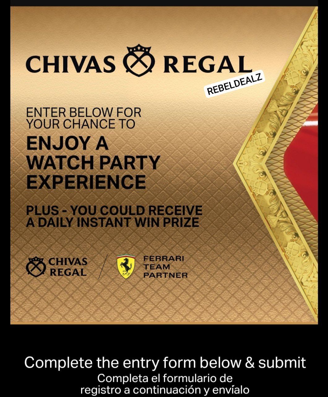 Chivas Regal Ferrari Race Day Instant Win Game