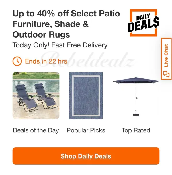 Home Depot Daily Deals: Up to 40% Off Patio Furniture and More