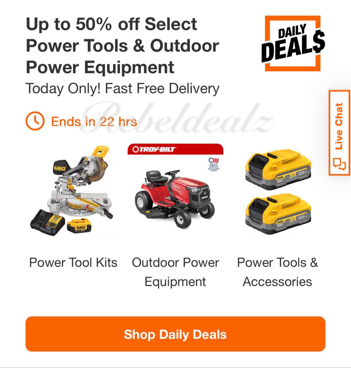 Home Depot Daily Deals: Up to 50% Off Power Tools & Outdoor Equipment
