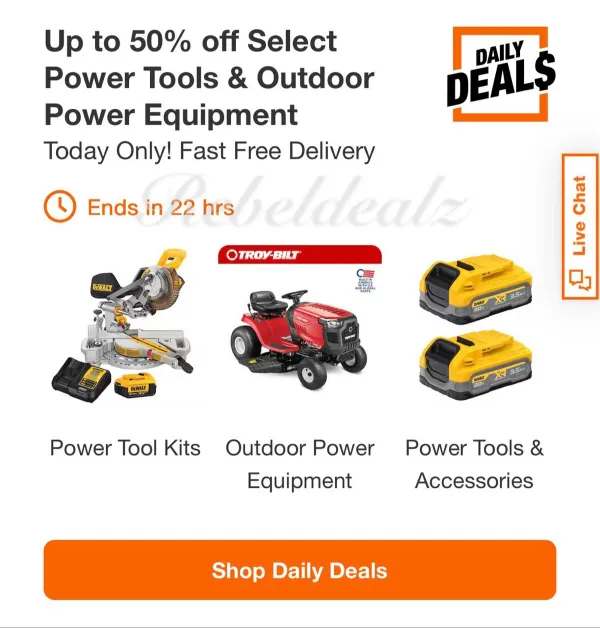 Home Depot Daily Deals: Up to 50% Off Power Tools & Outdoor Equipment