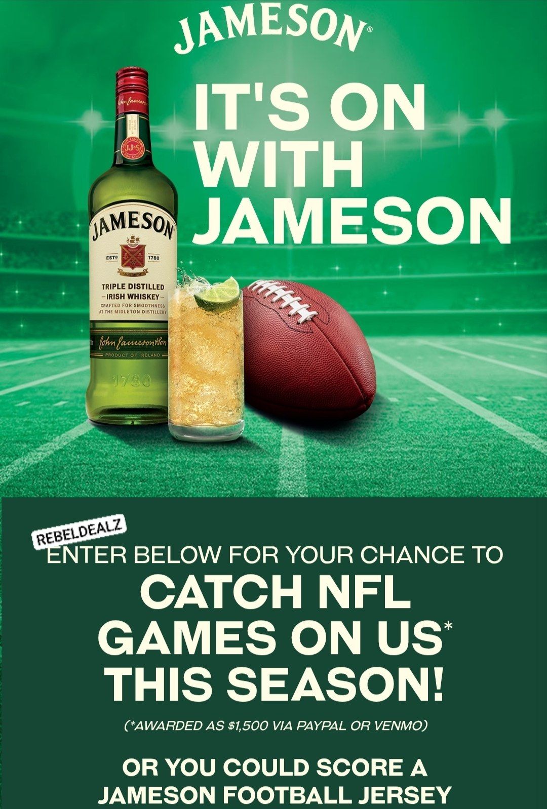 Jameson Fall Sports Instant Win Game: 105 Winners