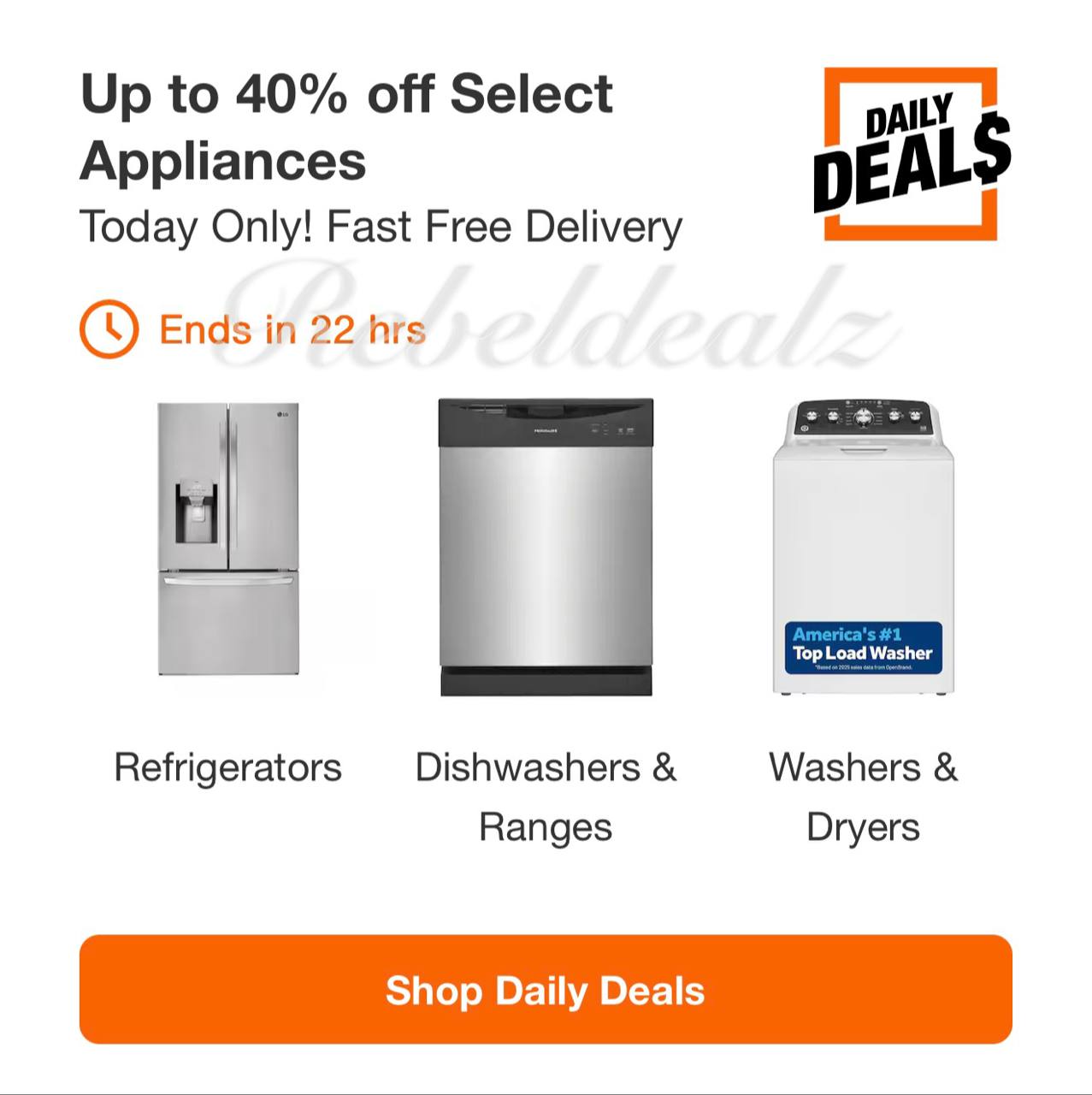 Home Depot Daily Deal: Up to 40% off Select Appliances