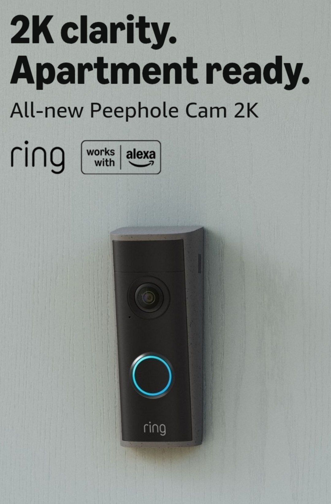 Ring Peephole Cam 2K: Renter-Friendly Smart Video Doorbell