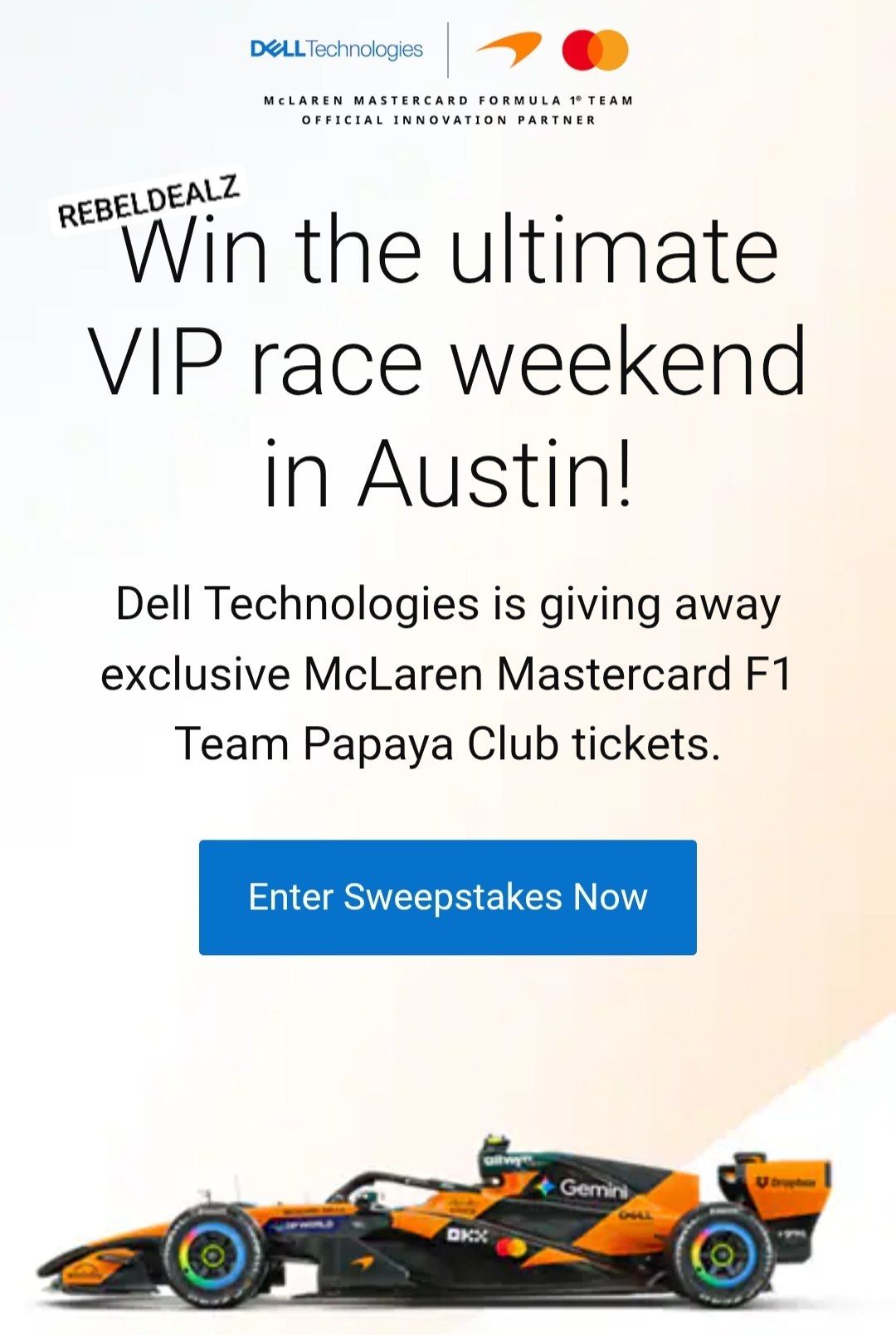Dell McLaren VIP Race Weekend Sweepstakes
