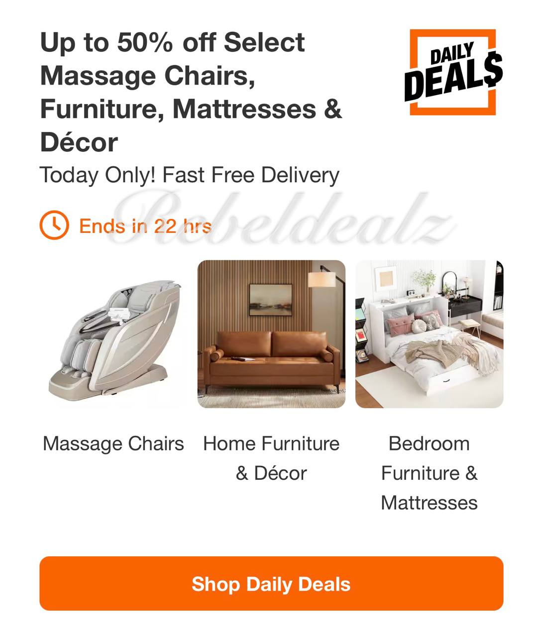Up to 50% Off Select Massage Chairs Furniture and Decor at Home Depot