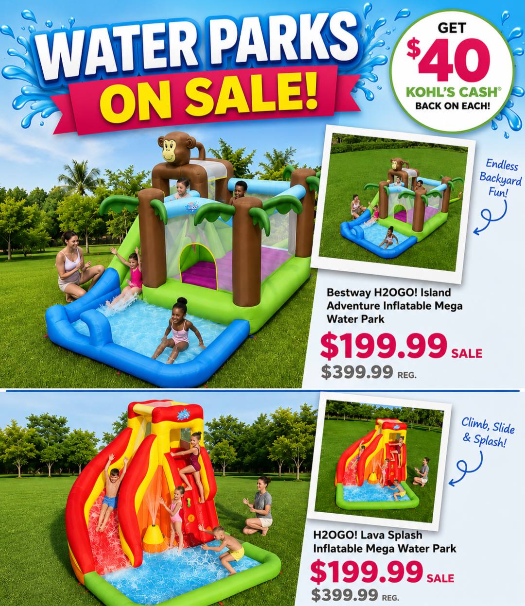 H2Ogo Water Parks on Sale with $40 Kohl's Cash Back