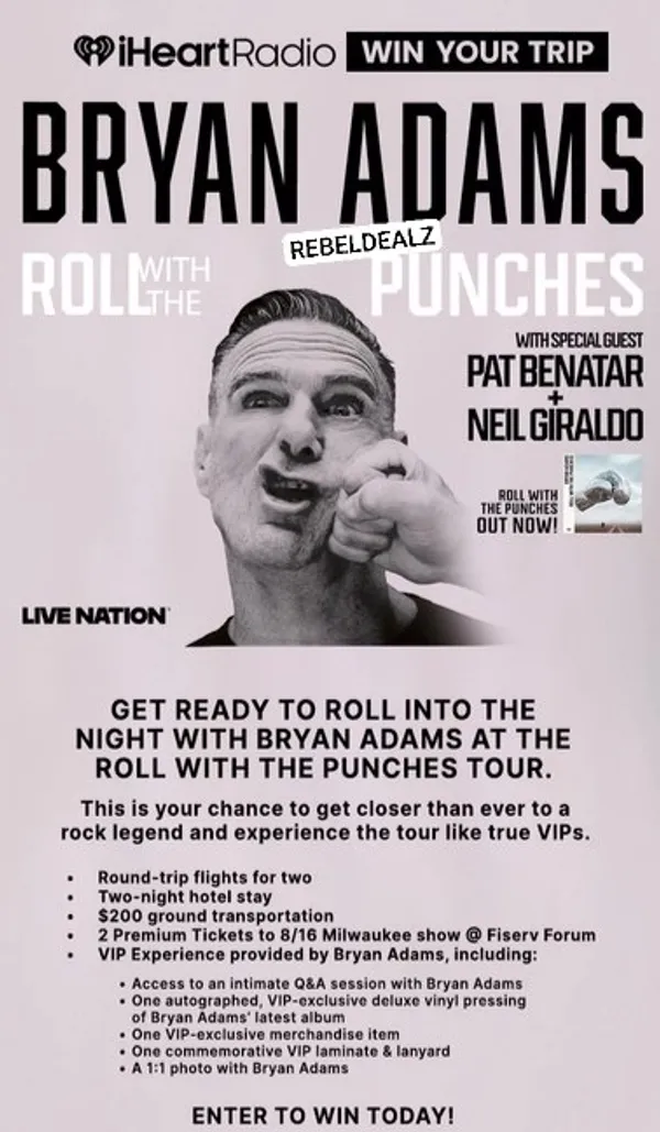 iHeartRadio Bryan Adams National Flyaway Sweepstakes