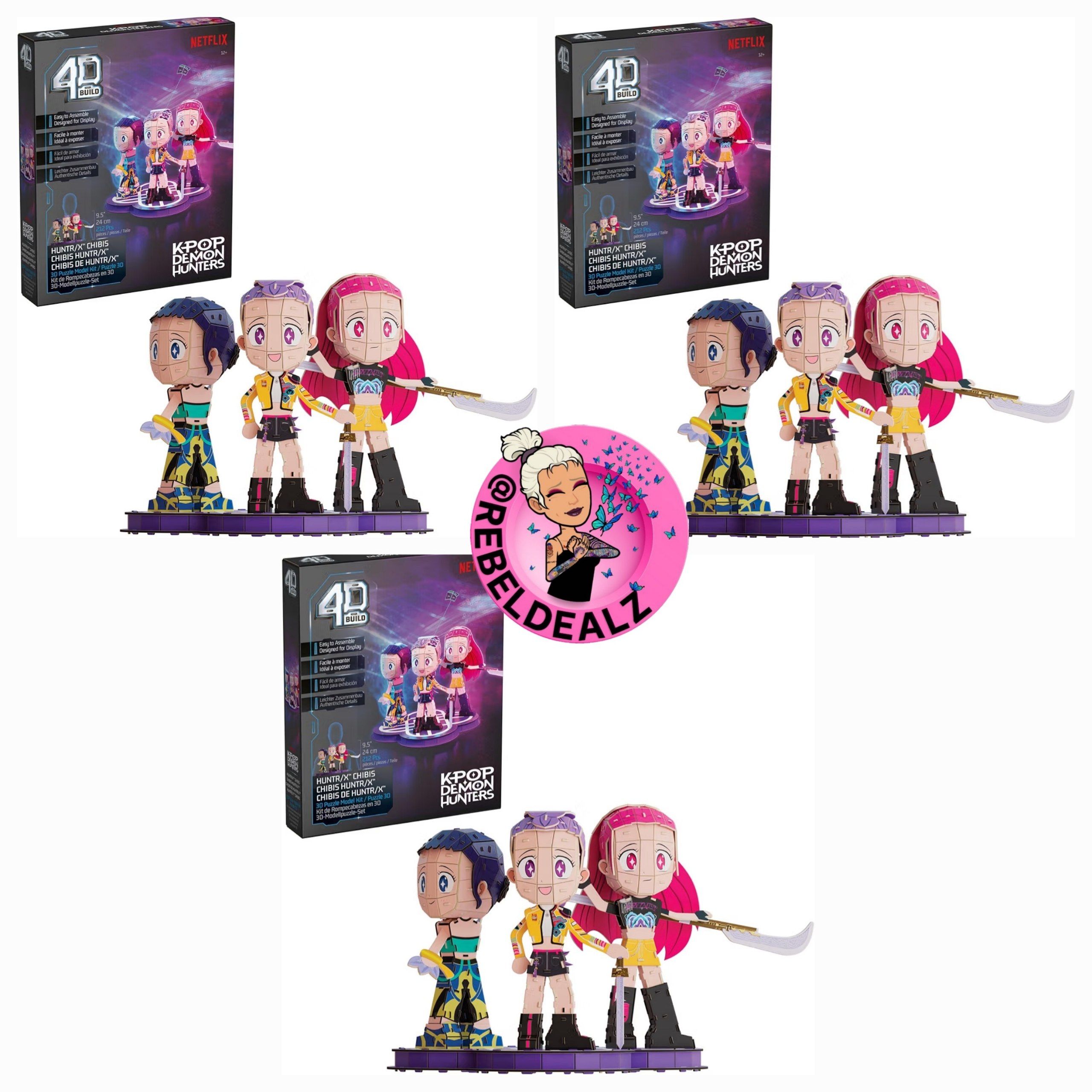 4D Build KPop Demon Hunters HUNTR/X Chibi Puzzle 3-Pack Deal