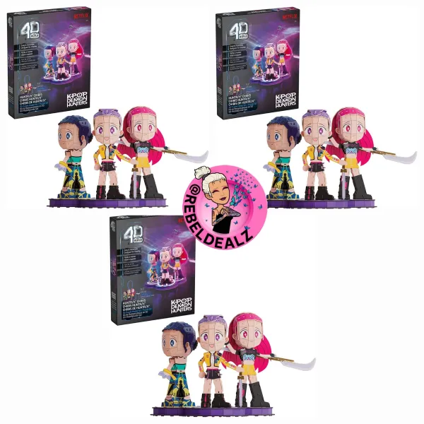 4D Build KPop Demon Hunters HUNTR/X Chibi Puzzle 3-Pack Deal