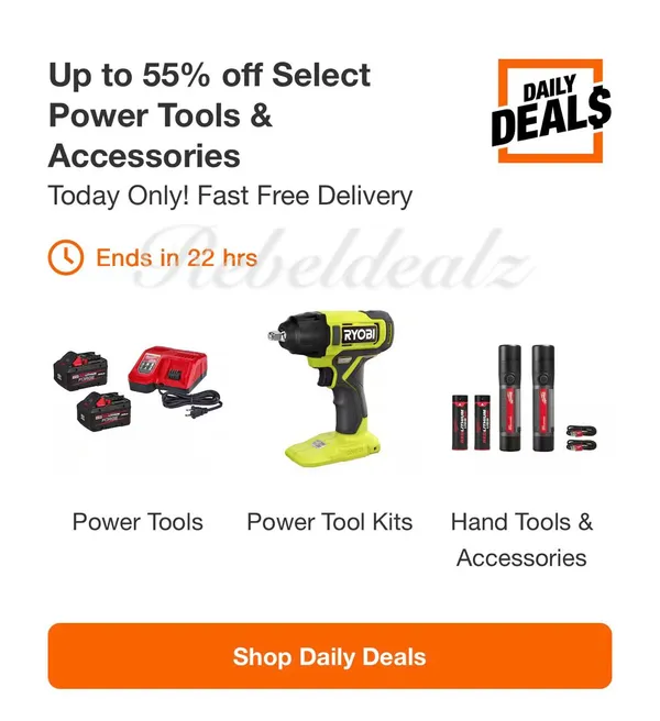 Up to 55% Off Select Power Tools and Accessories at Home Depot