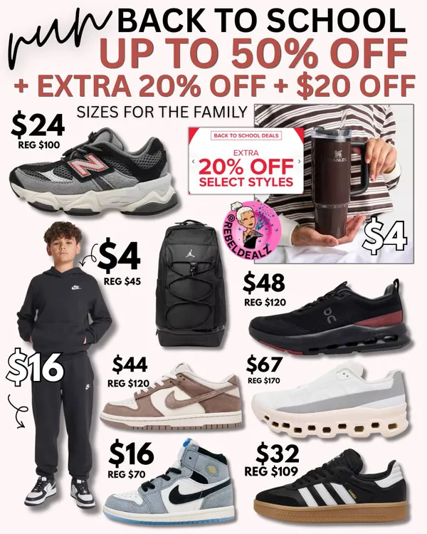 HUGE Finish Line & JD Sports Back-to-School Sale: Up to 50% Off + Extra 20% Off + $20 Off for New Accounts!