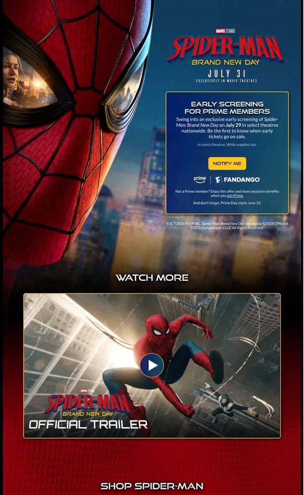 Prime Members: Exclusive Early Screening of Spider-Man: Brand New Day
