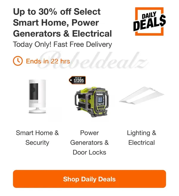 Home Depot Daily Deals: Up to 30% Off Smart Home, Power Generators & Electrical