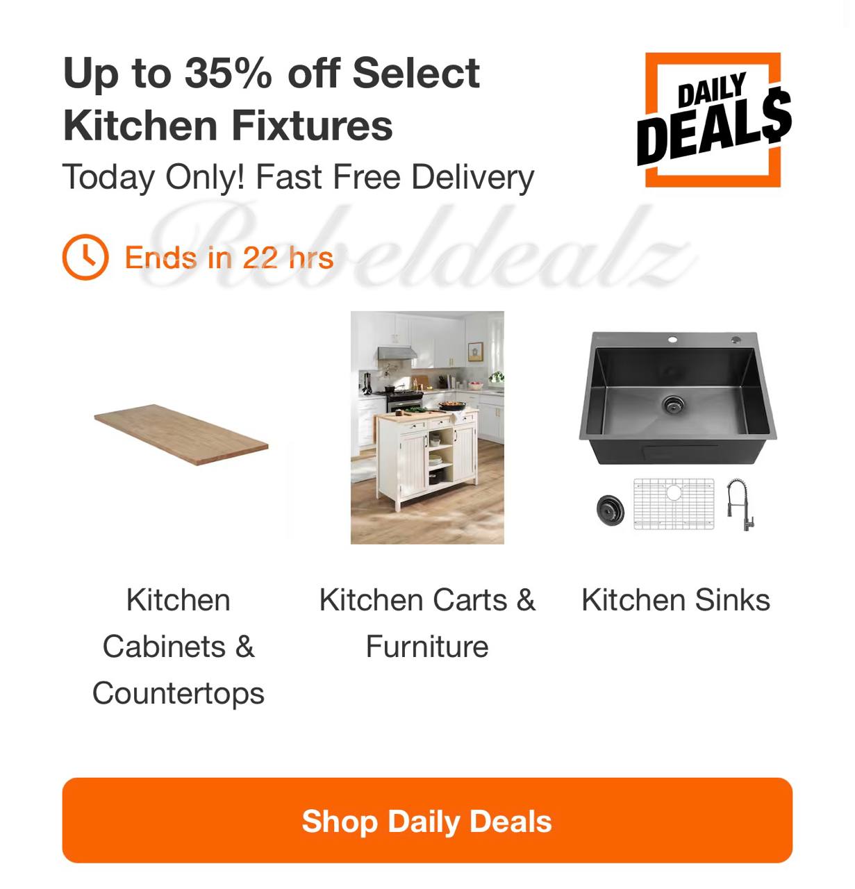 Up to 35% off select kitchen fixtures at Home Depot