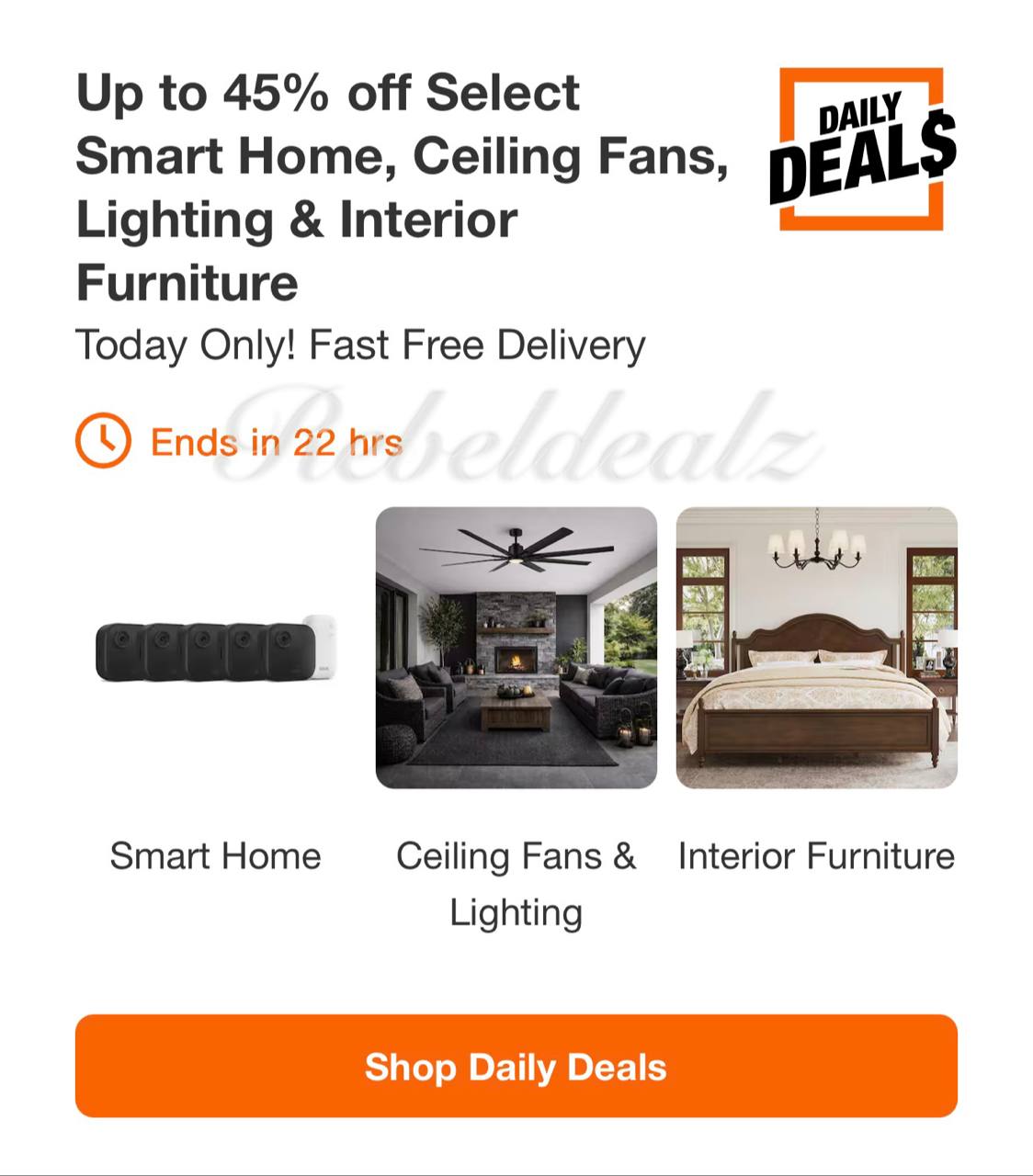 Up to 45% Off Smart Home, Ceiling Fans, Lighting & Furniture at Home Depot