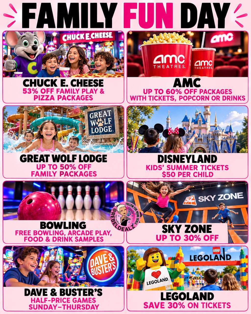 Best Family Fun Deals: Movies, Arcades, Theme Parks, Free Bowling and More