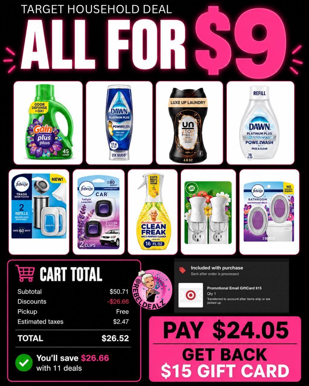 Target Household Stock-Up Deals: 9 Items for Around $9 or $11 After Gift Card