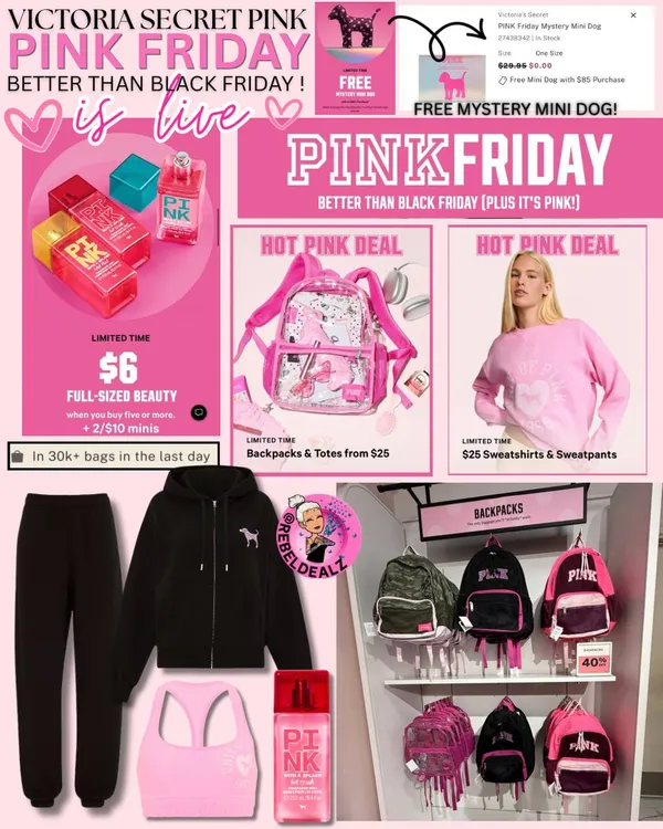 Pink Friday Sale at PINK — Bras, Apparel & Beauty Deals + Free Mystery Mini Dog