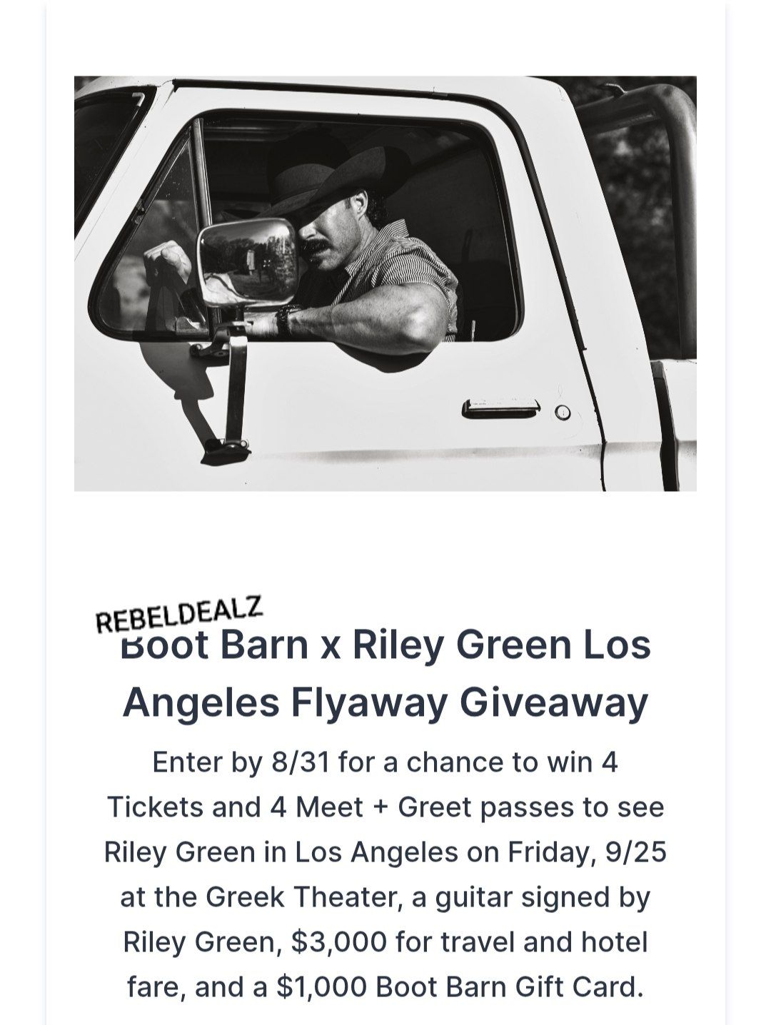 Boot Barn Riley Green Sweepstakes