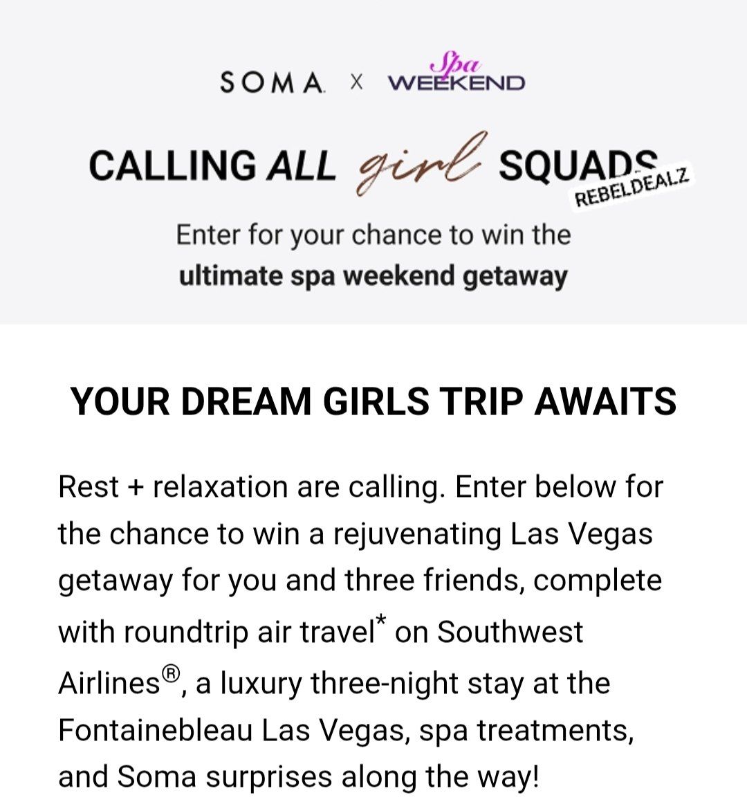 Soma Ultimate Spa Weekend Sweepstakes