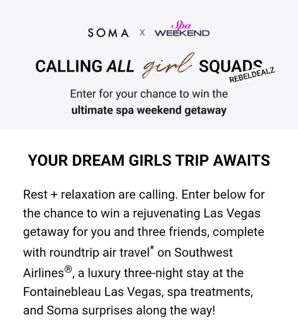 Soma Ultimate Spa Weekend Sweepstakes