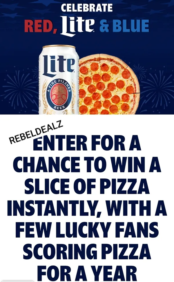 Miller Lite 'Pizza on Us' Instant Win Game - Win a Free Pizza